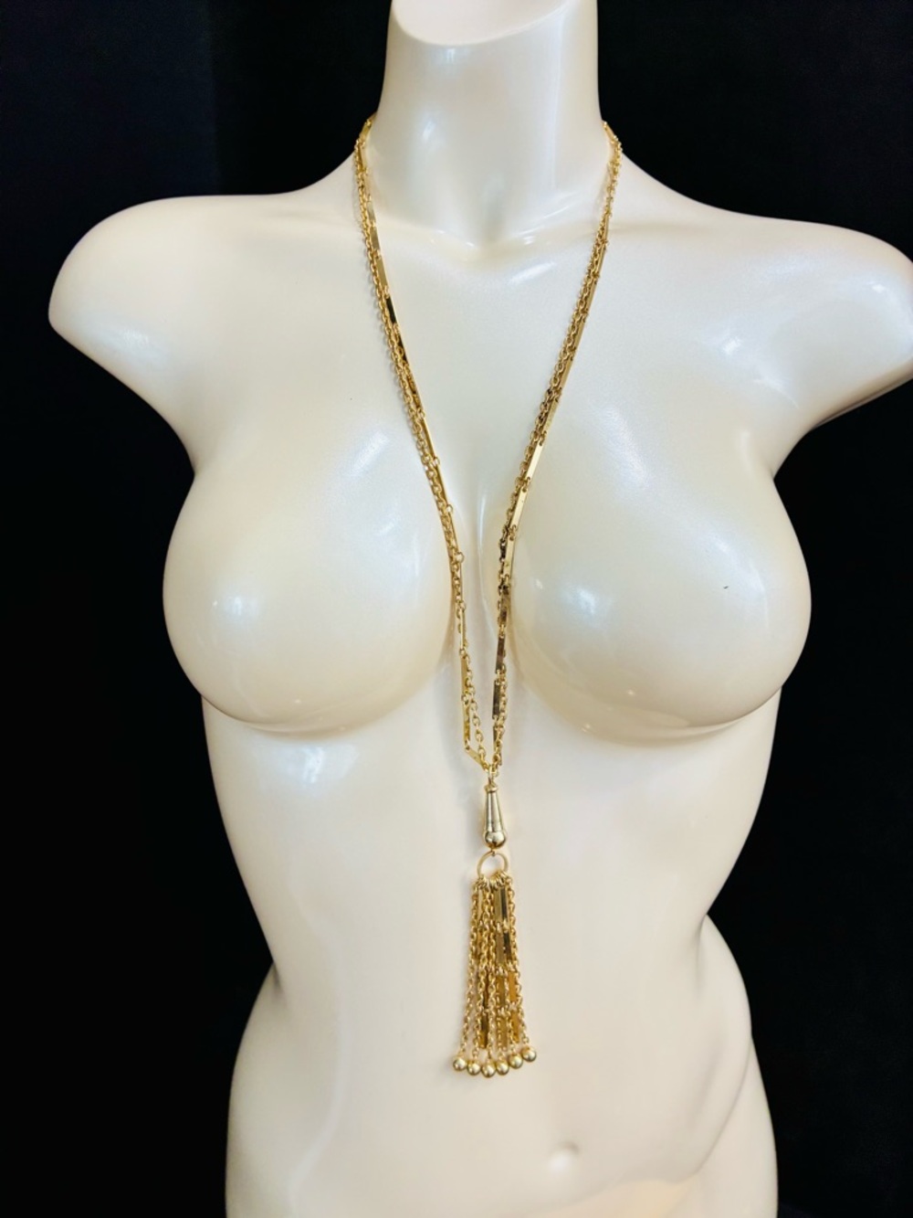 VTG Long Gold Tassel Necklace for Women - Elegant Layered Chain Retro Chic Boho